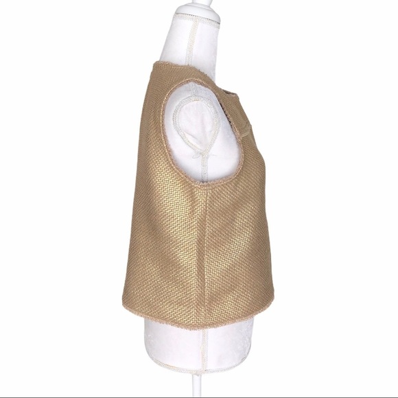 Banana Republic gold woven top sleeveless vest metallic MP petite medium - Picture 13 of 16